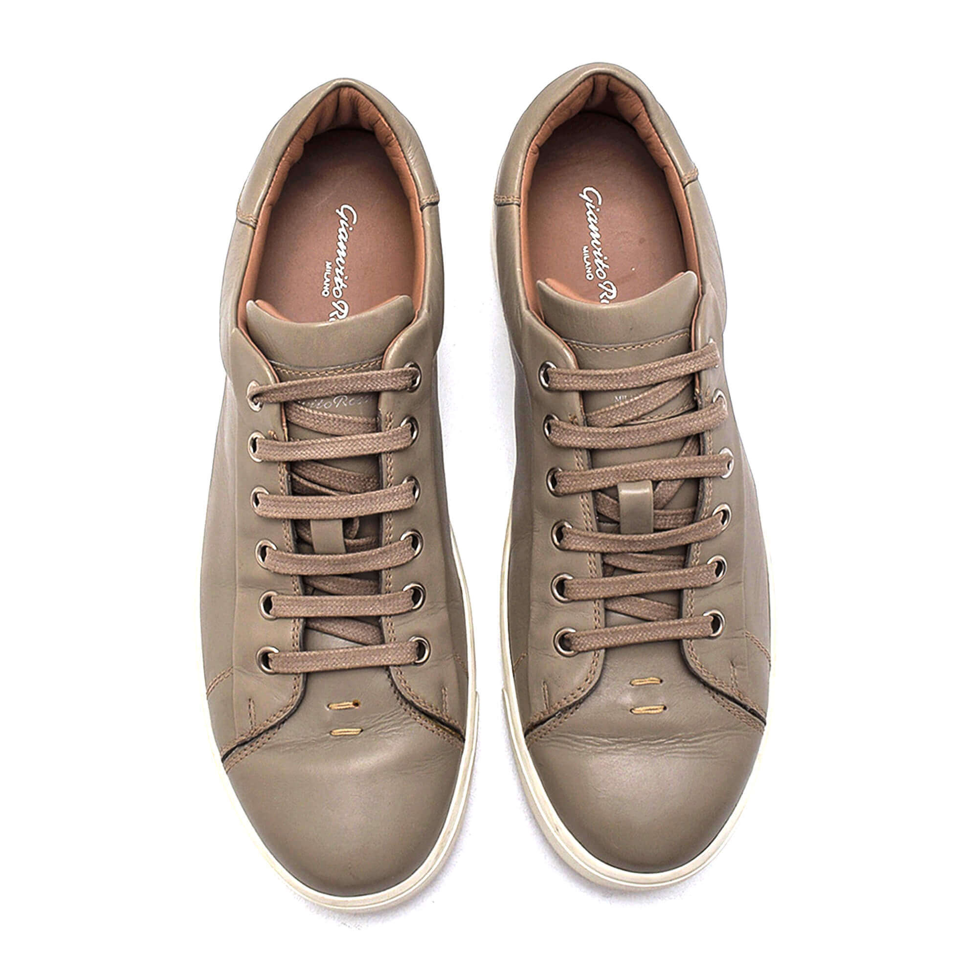 Gianvito Rossi - Grey Leather Lace Up Low Top Sneakers